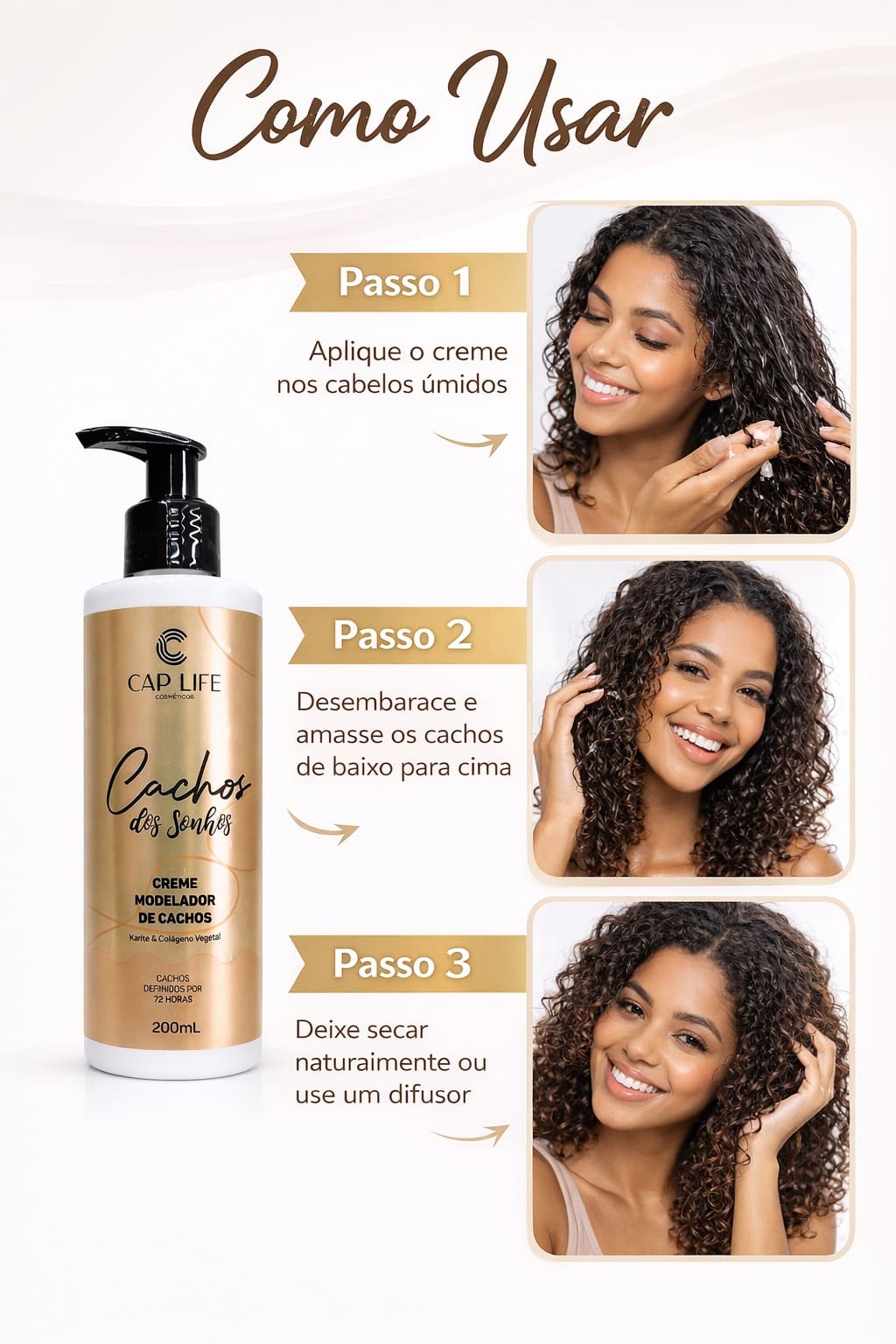 Creme Modelador de Cachos Cap Life - 200 ml