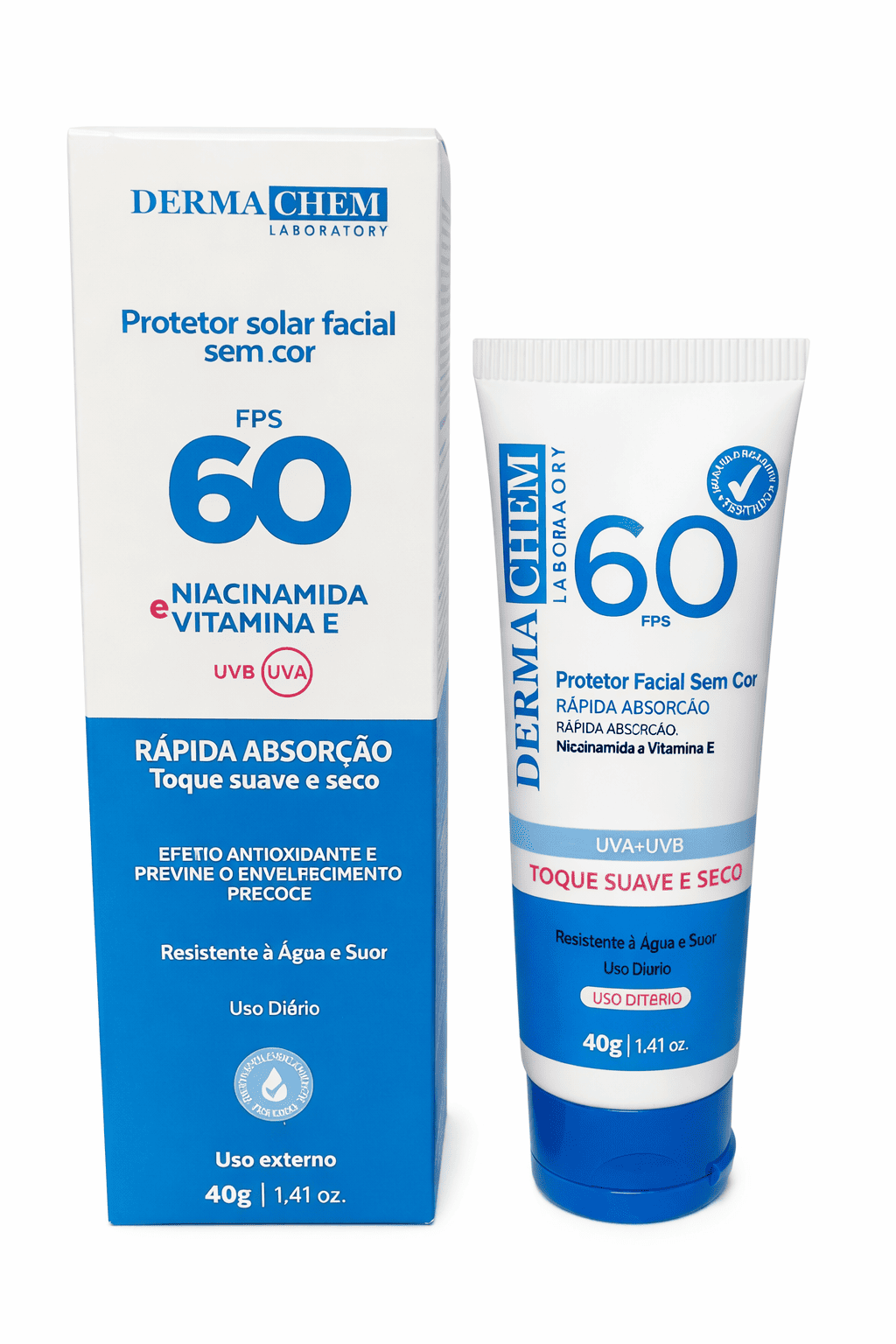 Protetor Solar Facial FPS 60 Derma Chem – Sem Cor 40g