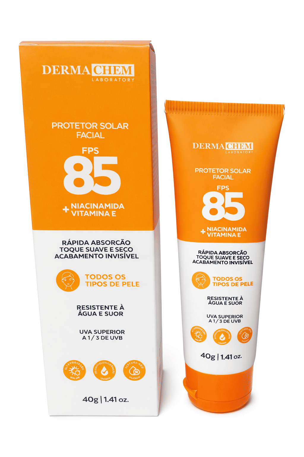 Protetor Solar Facial FPS 85 Derma Chem Niacinamida + Vitamina E – 40g