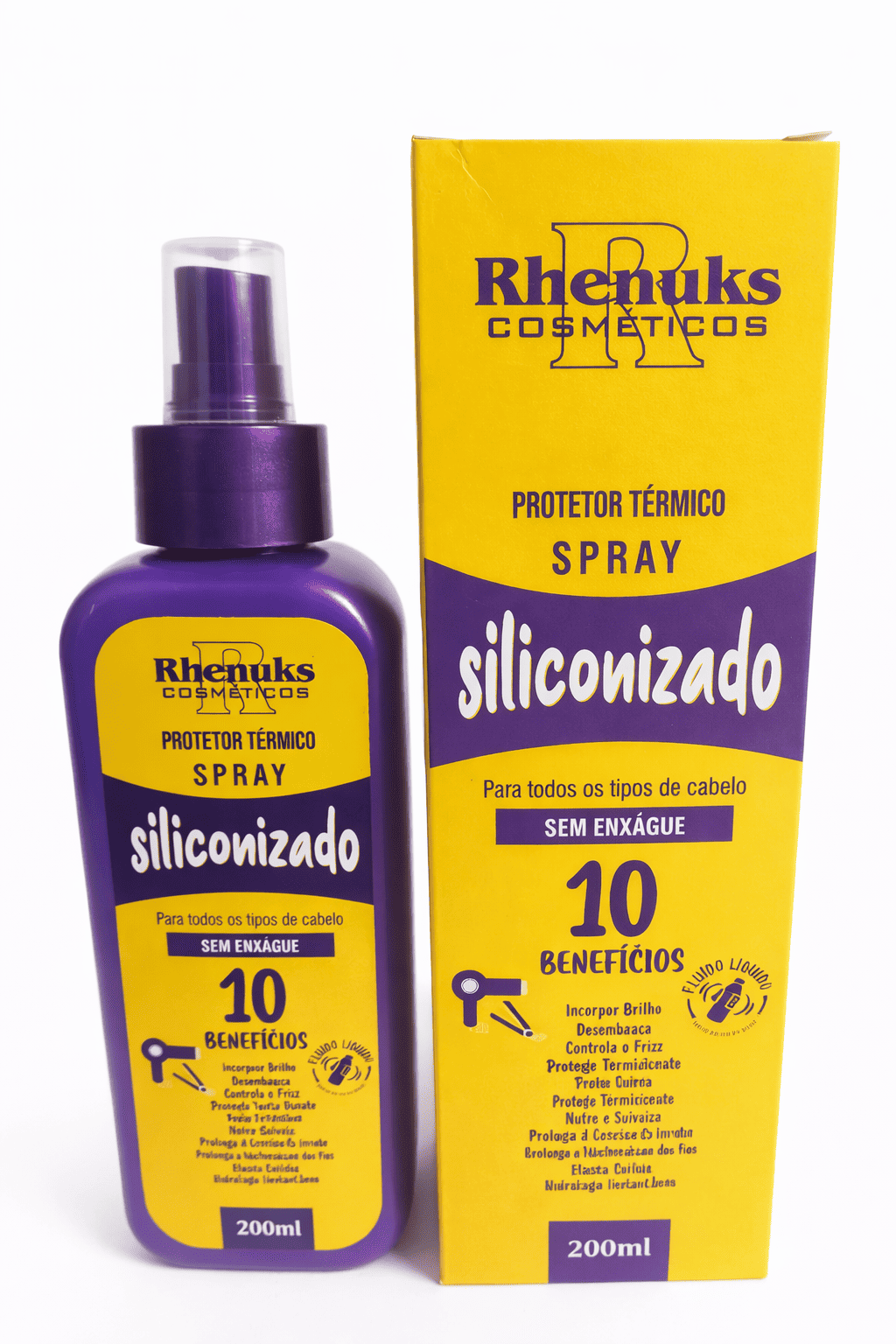 Comprar Protetor Térmico Spray Siliconizado Rhenuks 200ml 10 Benefícios Anti Frizz Brilho e Proteção na Glow Makeup