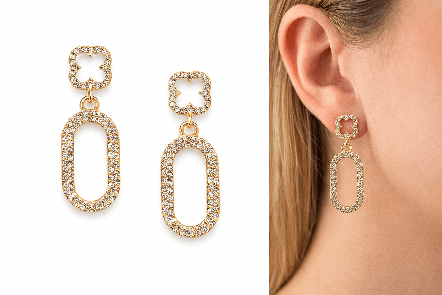 Comprar Brinco Feminino Elegante com Strass na Glow Makeup