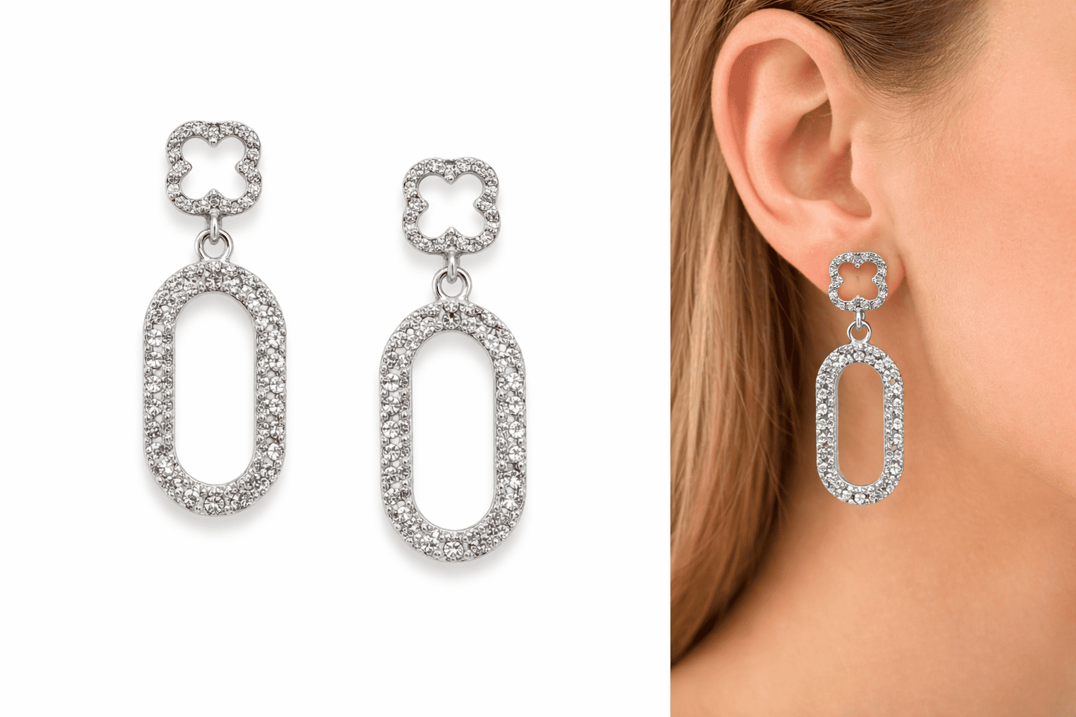 Brinco Feminino Elegante com Strass