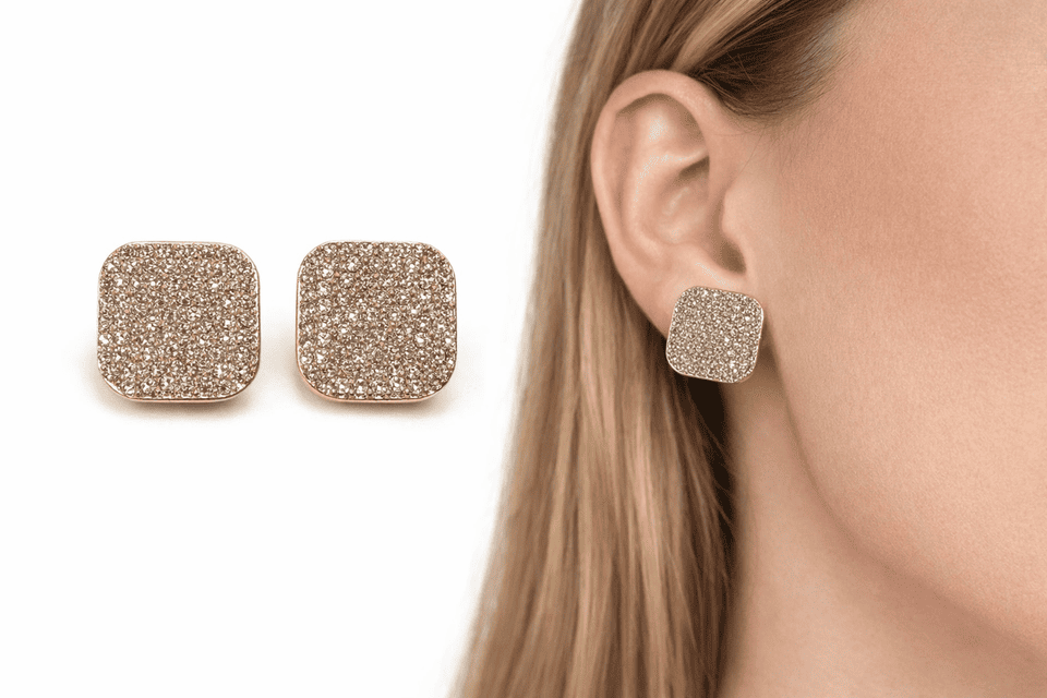 Comprar Brinco Feminino Quadrado com Strass na Glow Makeup