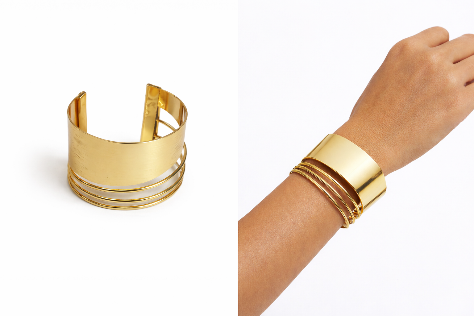 Comprar Bracelete Feminino Dourado Largo Elegante Ajustável na Glow Makeup