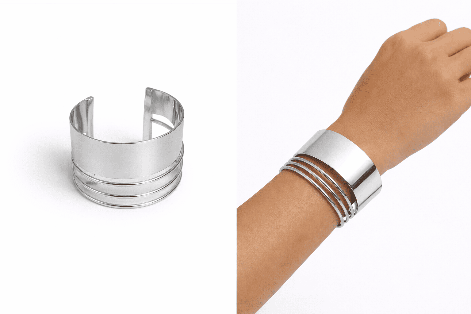 Bracelete Feminino Dourado Largo Elegante Ajustável