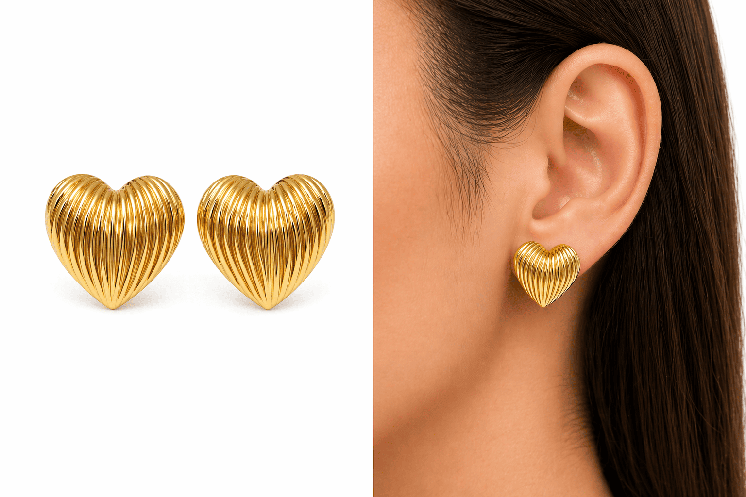 Comprar Brinco Feminino Coração Dourado Liso Clássico na Glow Makeup