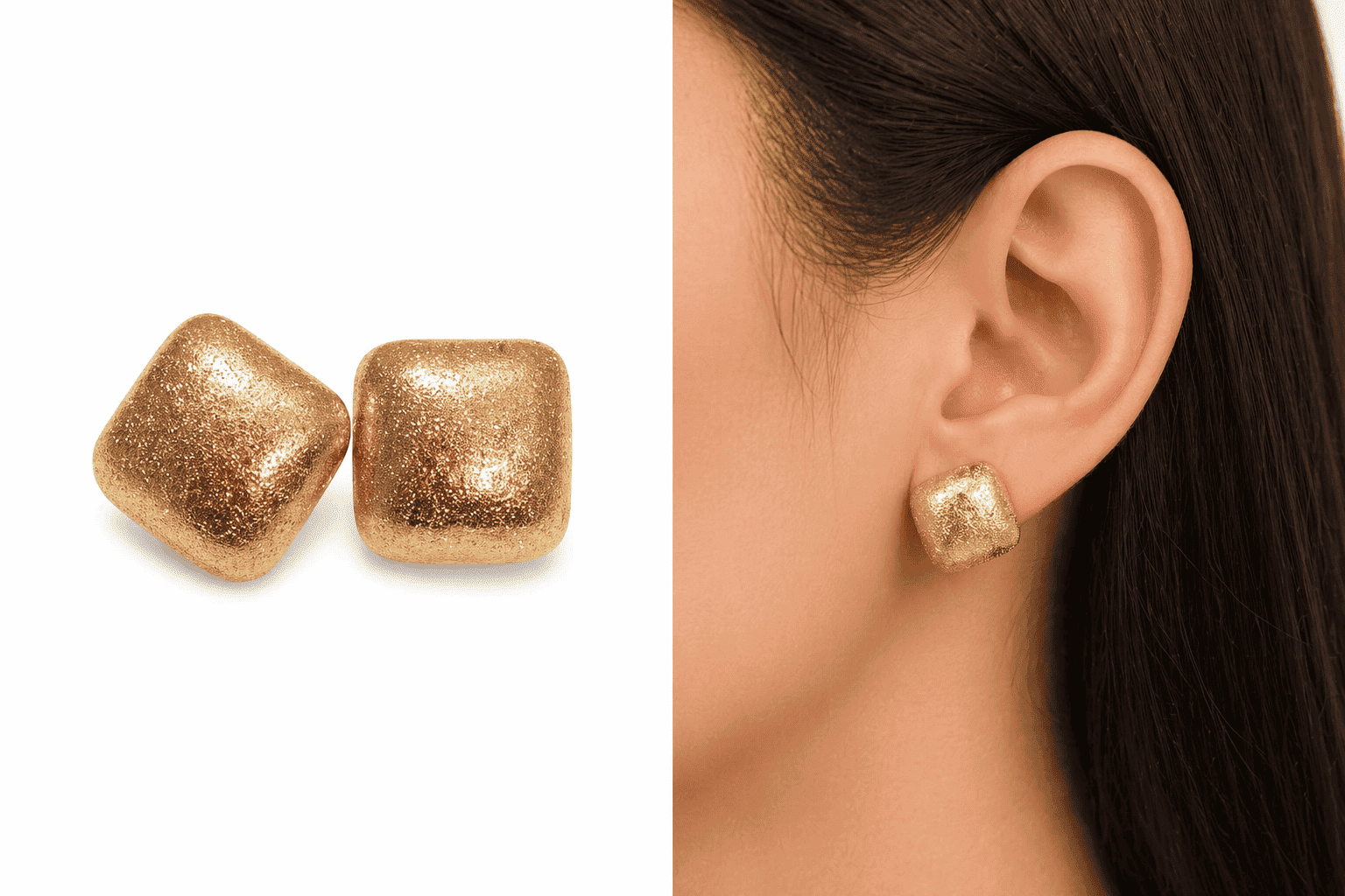 Comprar Brinco Feminino Quadrado Texturizado Elegante na Glow Makeup