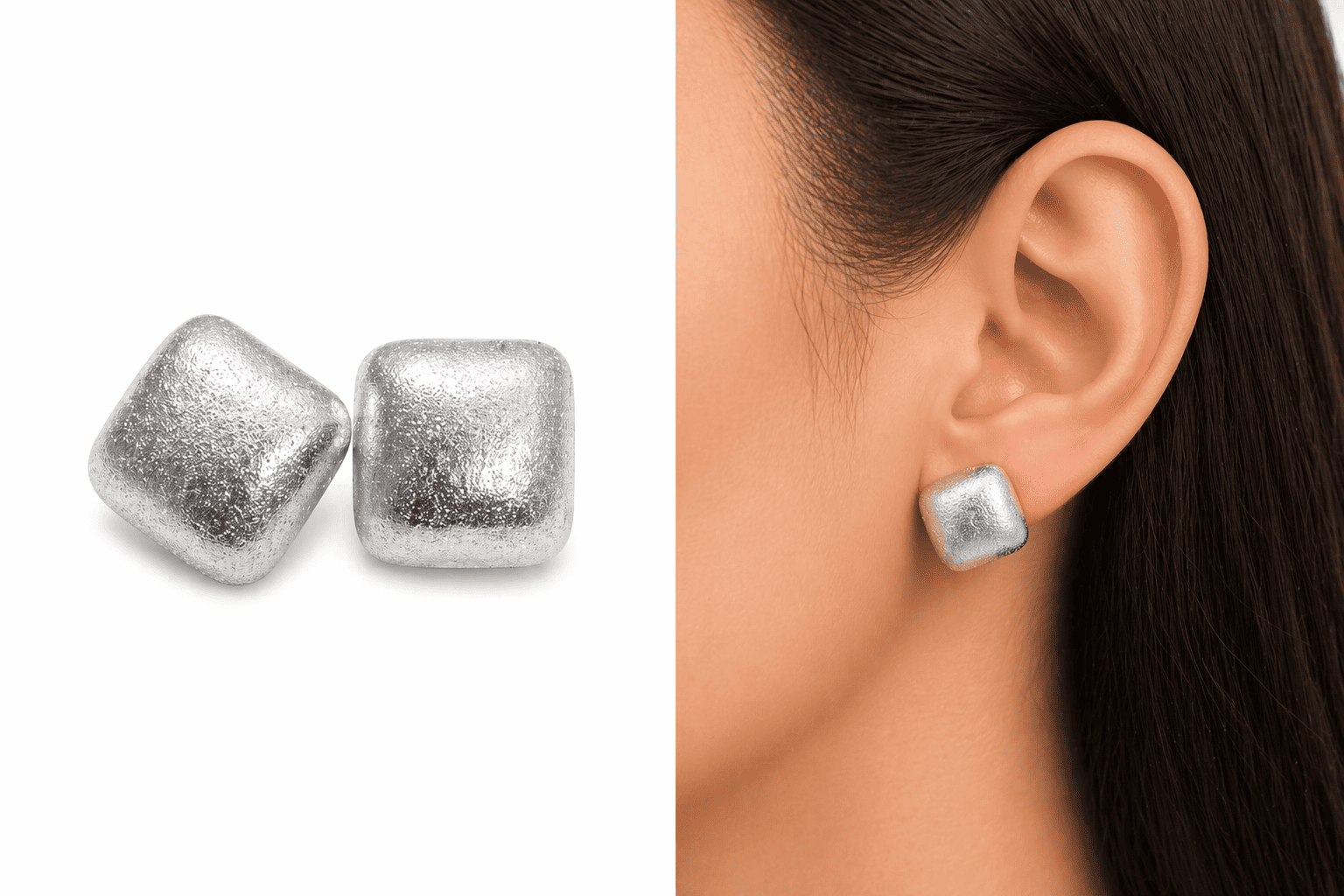 Brinco Feminino Quadrado Texturizado Elegante