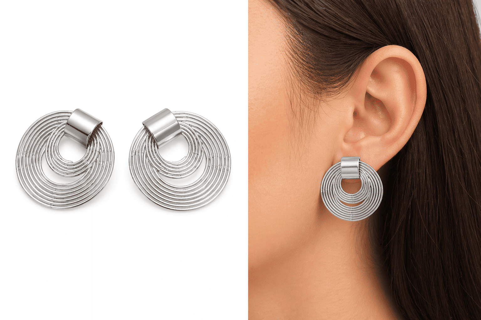 Comprar Brinco Feminino Redondo Prata Espiral Moderno na Glow Makeup