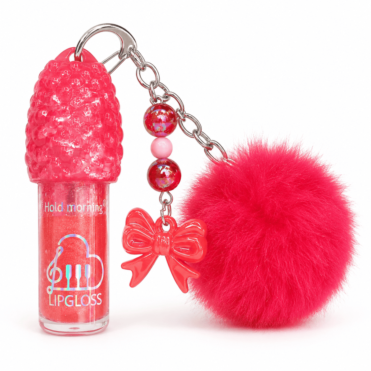Comprar Gloss Labial Morango com Chaveiro Laço e Pompom Vermelho na Glow Makeup