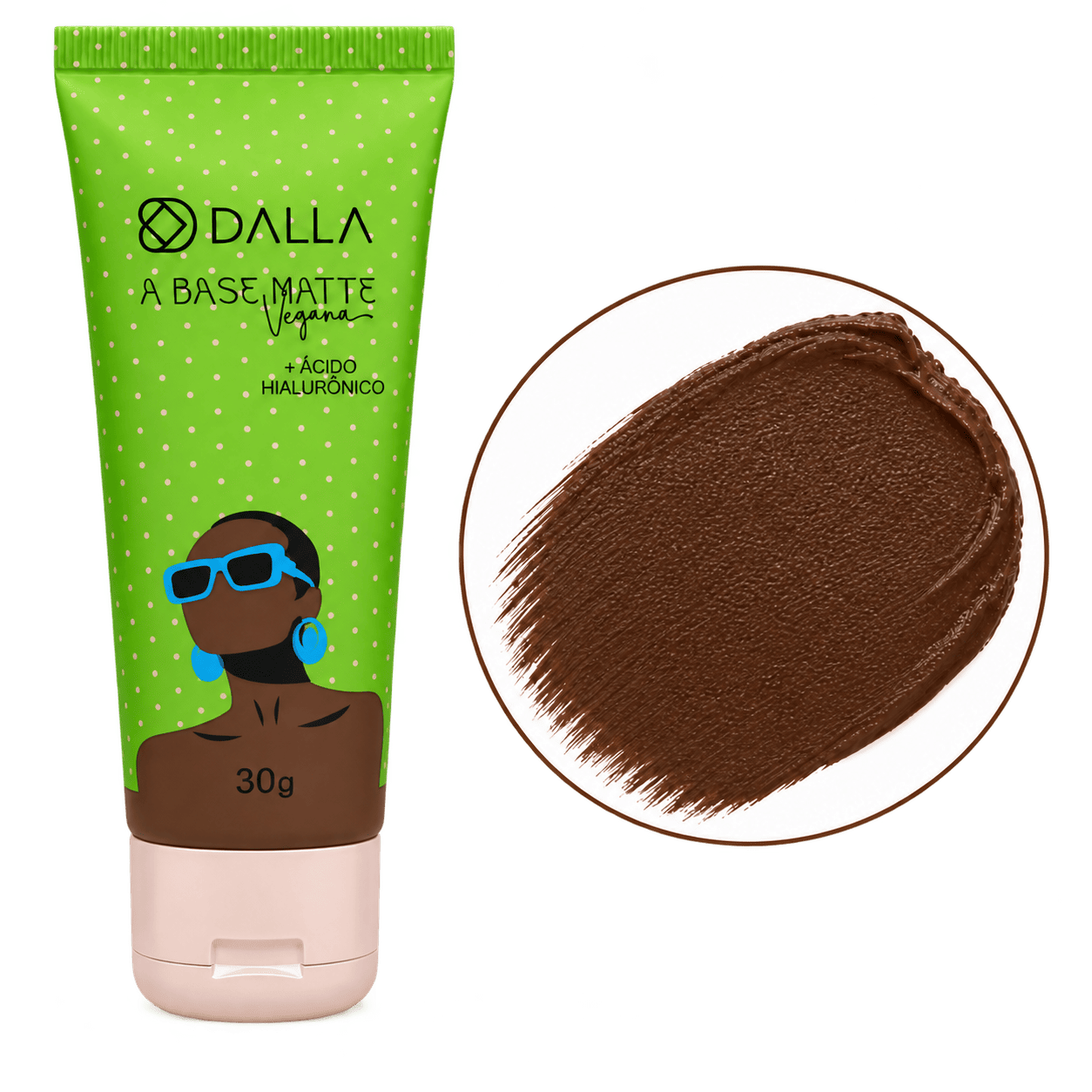 Base Matte Vegana com Ácido Hialurônico 30g – Tons Escuros 30g