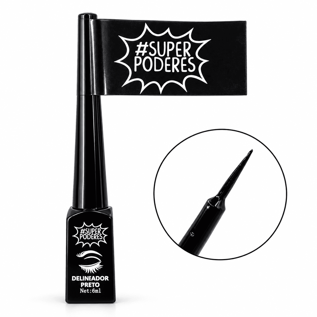 Comprar Delineador Líquido Preto com Pincel Ponta Fina 6ml na Glow Makeup