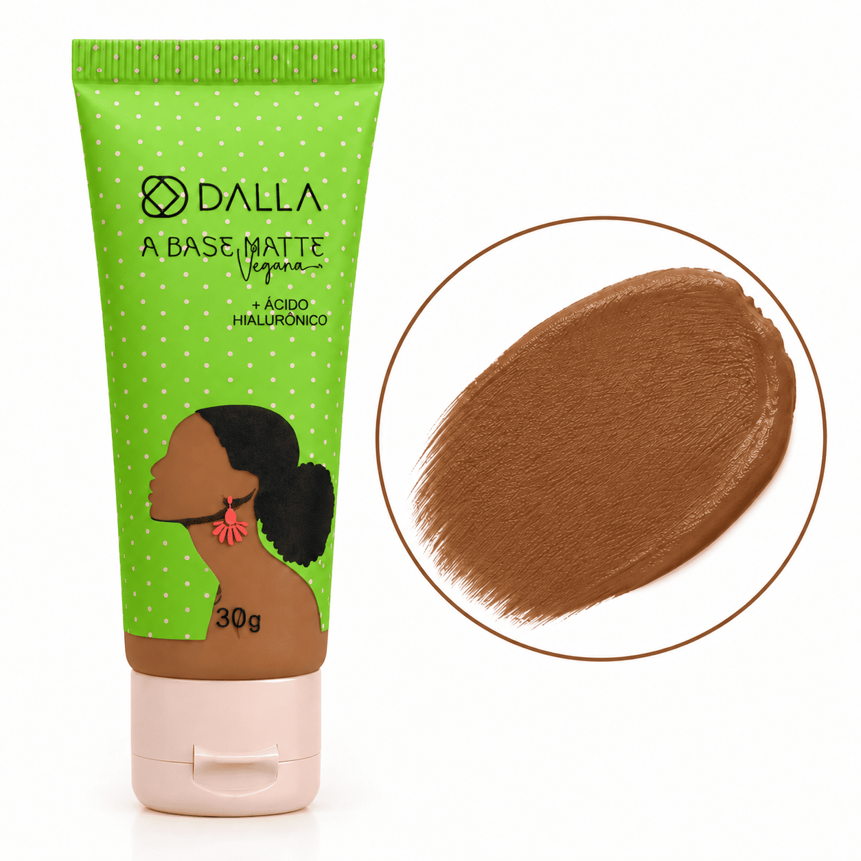Base Matte Vegana com Ácido Hialurônico 30g – Tons Escuros 30g